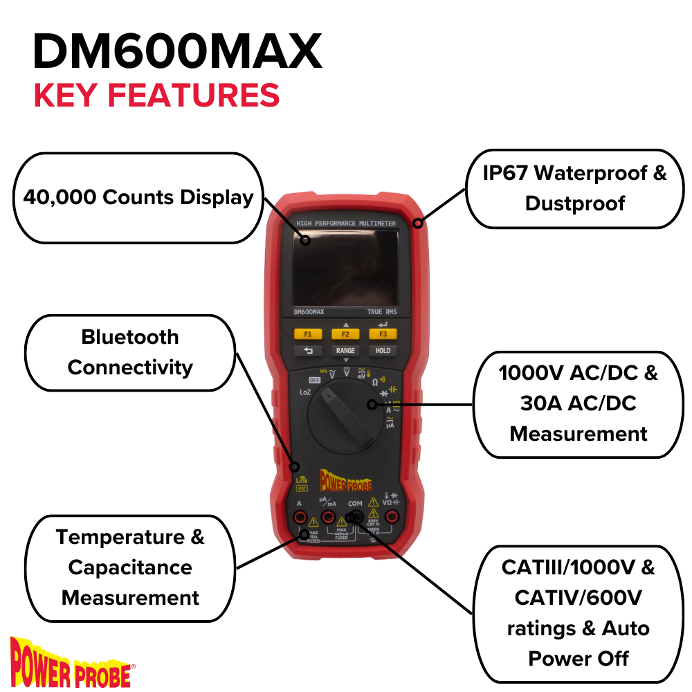 True Rms Multimeter Probe Power Probe DM600MAX True RMS Automotive Multimeter