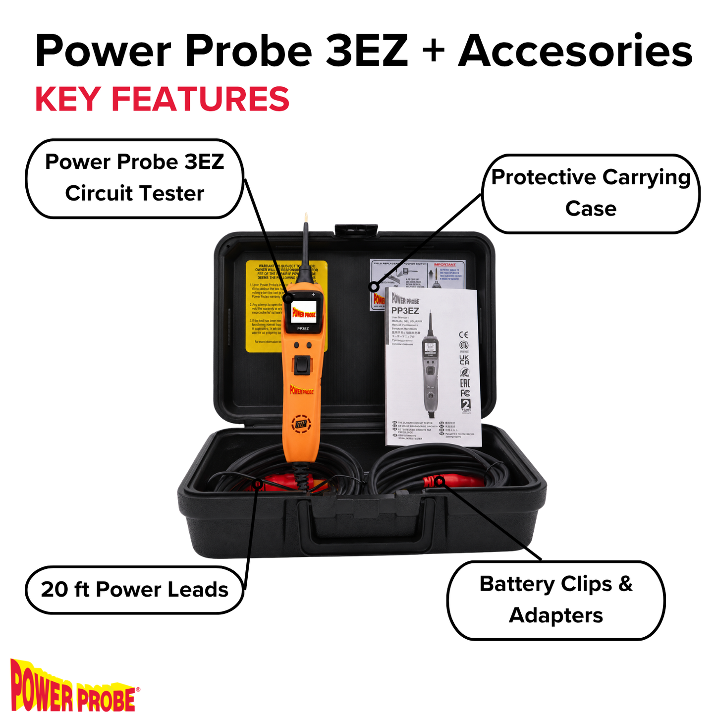 Power Probe 3EZ Circuit Tester Bundle with AMP & PWM Tips