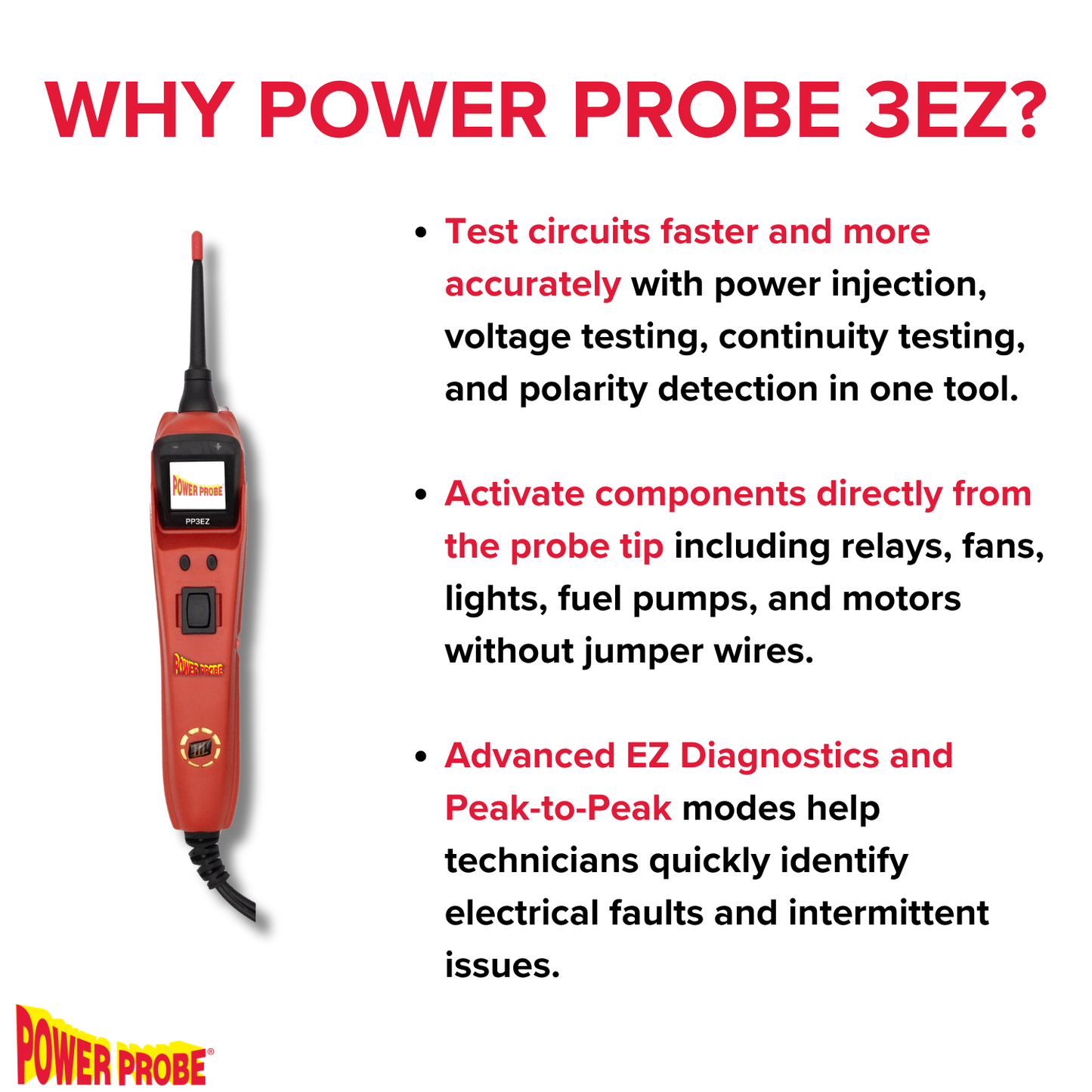 Power Probe PP3EZREDAS Circuit Tester Kit with learning and diagnostics mode for Easy Automotive Electrical and Component Testing for 12 to 24 volts Electrical Systems