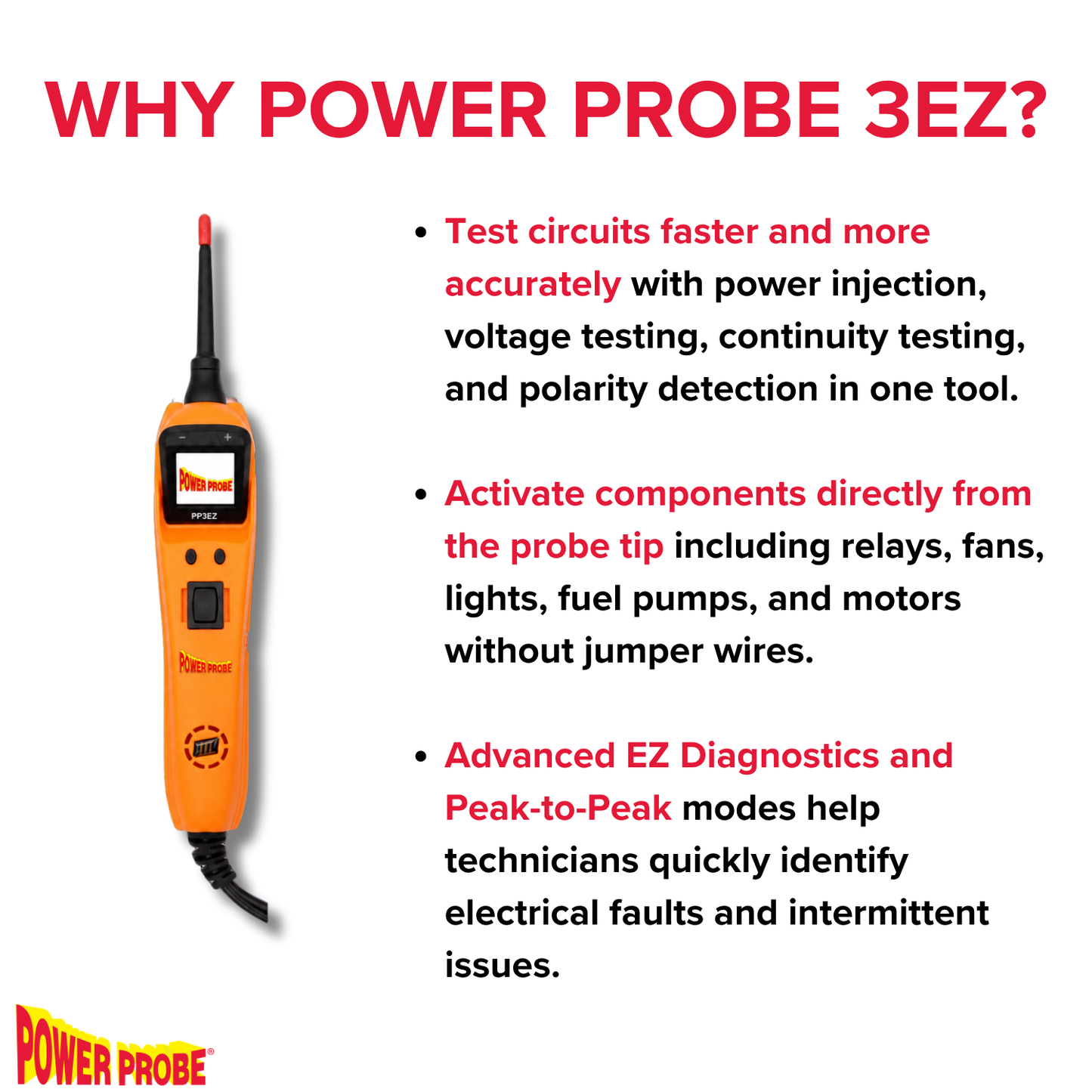 Power Probe 3EZ Circuit Tester Bundle with AMP & PWM Tips