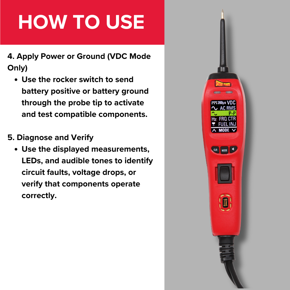 Power Probe PP401AS Car Automotive Diagnostic Test Tool, Digital Volt Meter, AC/DC Current Resistance, Circuit Tester