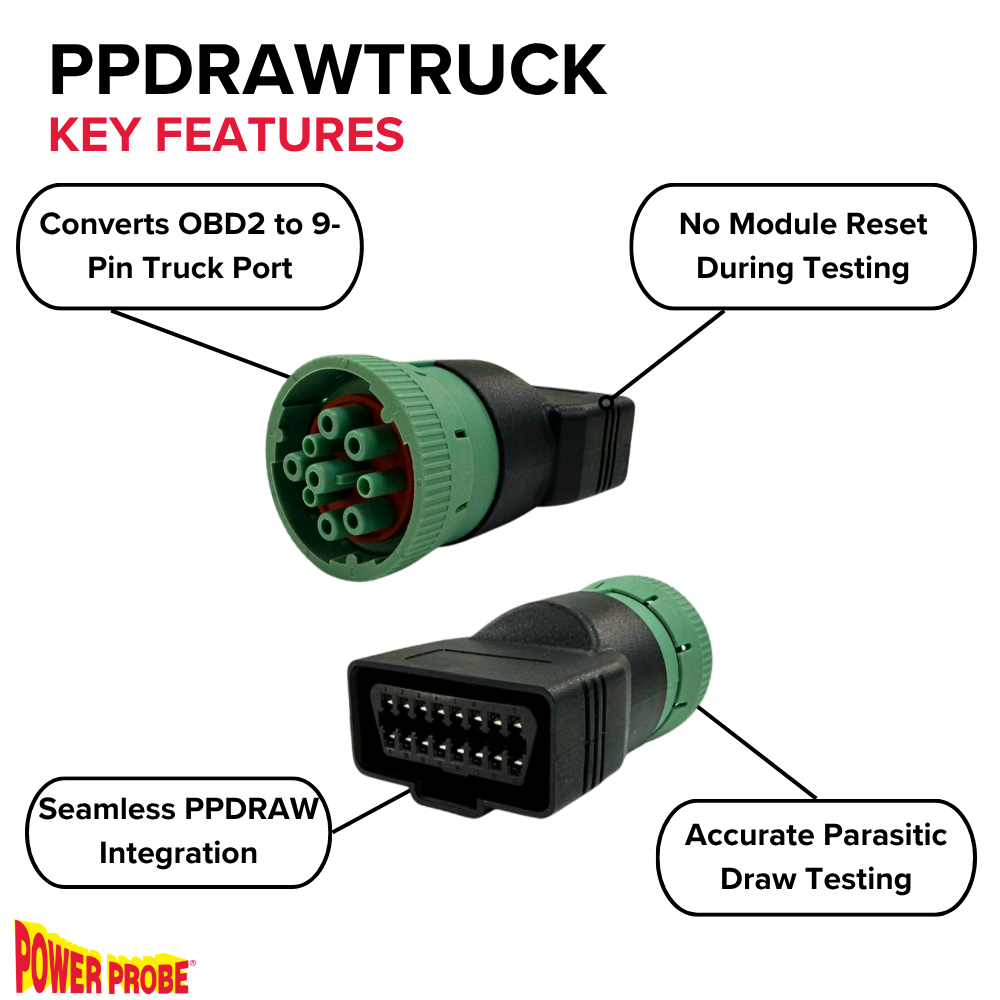 Power Probe PPDRAWTRUCK - OBD2 to 9pin Adapter for PPDRAW