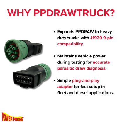 Power Probe PPDRAWTRUCK - OBD2 to 9pin Adapter for PPDRAW
