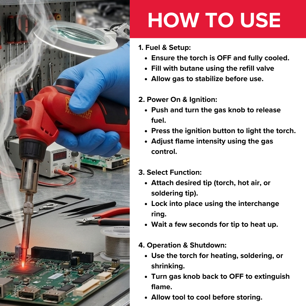 Power Probe PPMULTITORCH Multi-Function Butane Torch, Solder & Hot Air