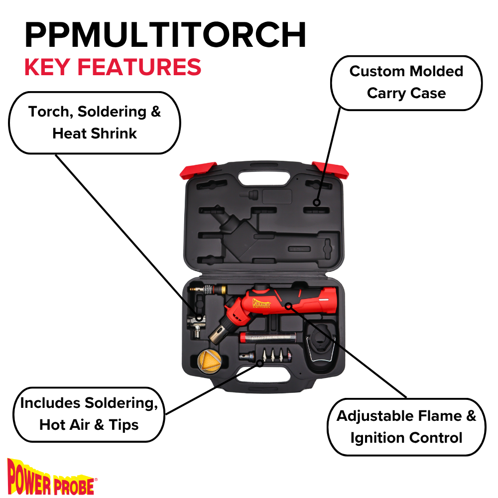 Power Probe PPMULTITORCH Multi-Function Butane Torch, Solder & Hot Air