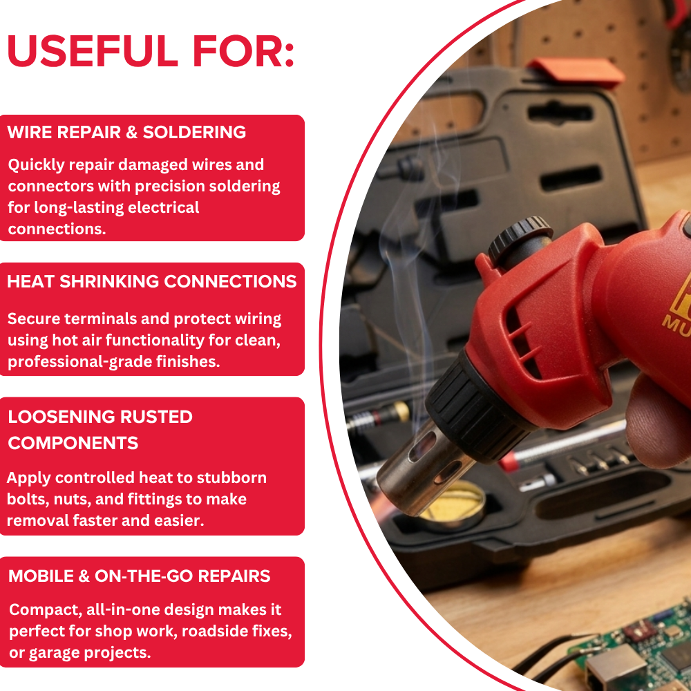Power Probe PPMULTITORCH Multi-Function Butane Torch, Solder & Hot Air