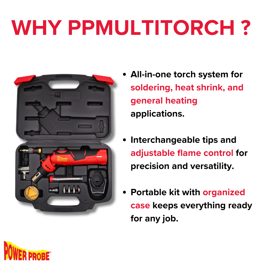 Power Probe PPMULTITORCH Multi-Function Butane Torch, Solder & Hot Air