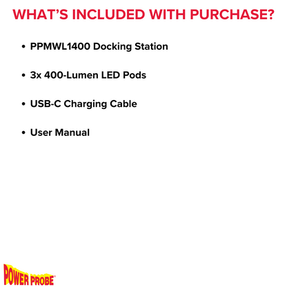 Power Probe PPMWL1400 1400 Lumen Modular Work Light with Detachable LED Pods